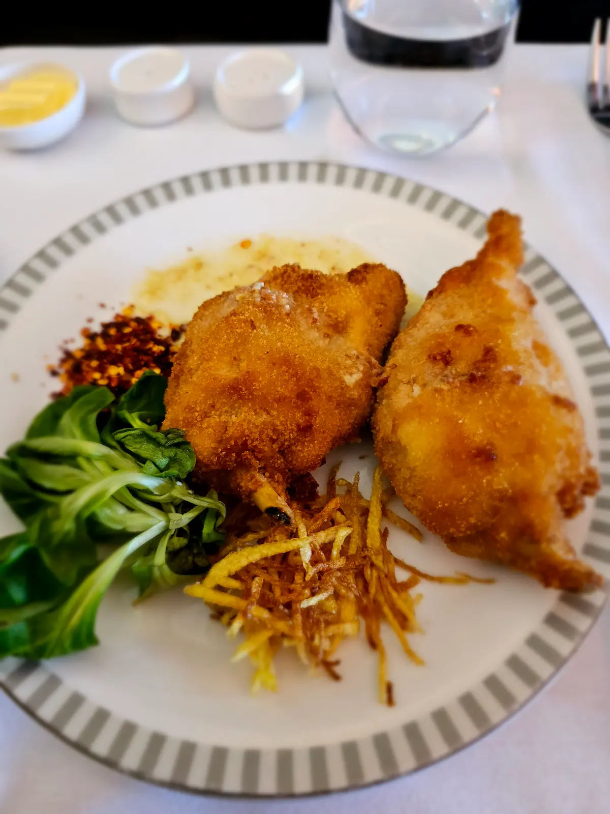 Singapor Airlines Business Class hähnchen hauptgericht