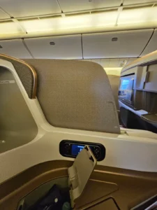 Singapore Airlines Business Class Sitz mittelkonsole