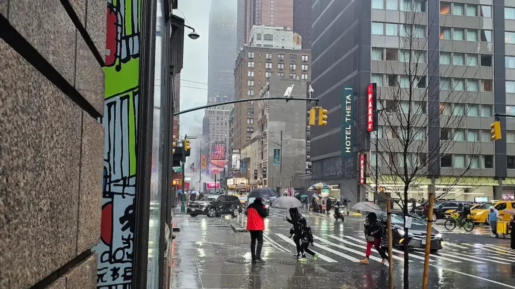 Ankunft NYC bei Regen